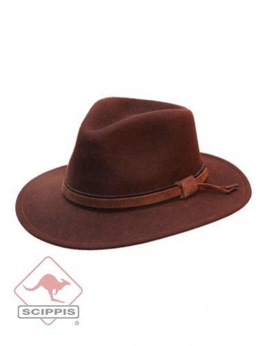 scippis hoed boston – wollen traveller hoed met leren band