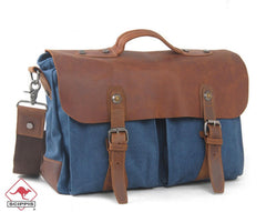scippis messenger westfield – canvas schoudertas met leren details