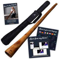 mahonie didgeridoo 150cm – inclusief onlinecursus & tas | voor beginners & gevorderden