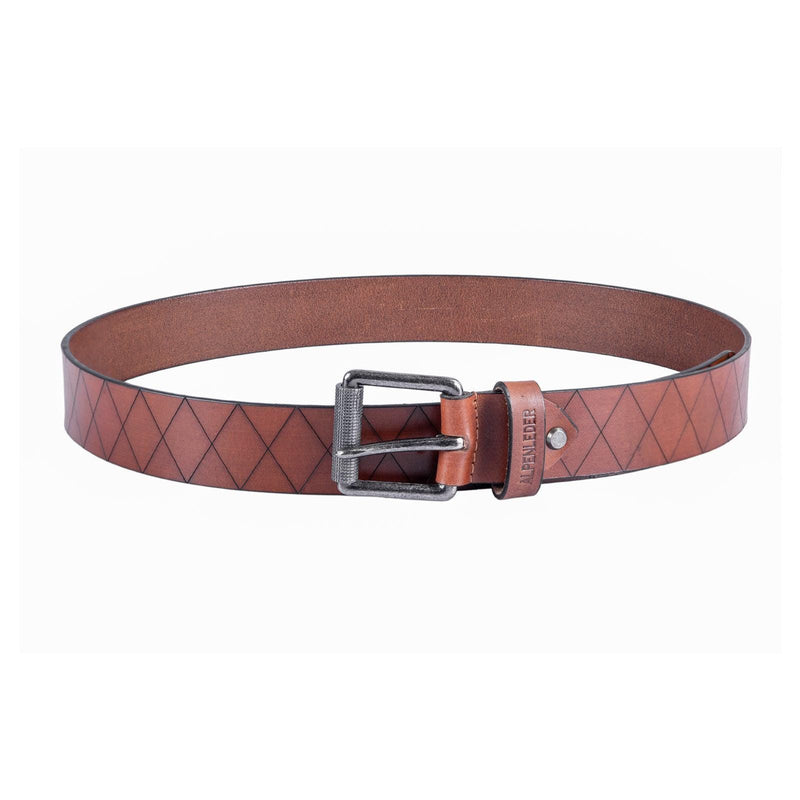 scippis belt raute – leren riem met ingeperst diamantpatroon en gesp