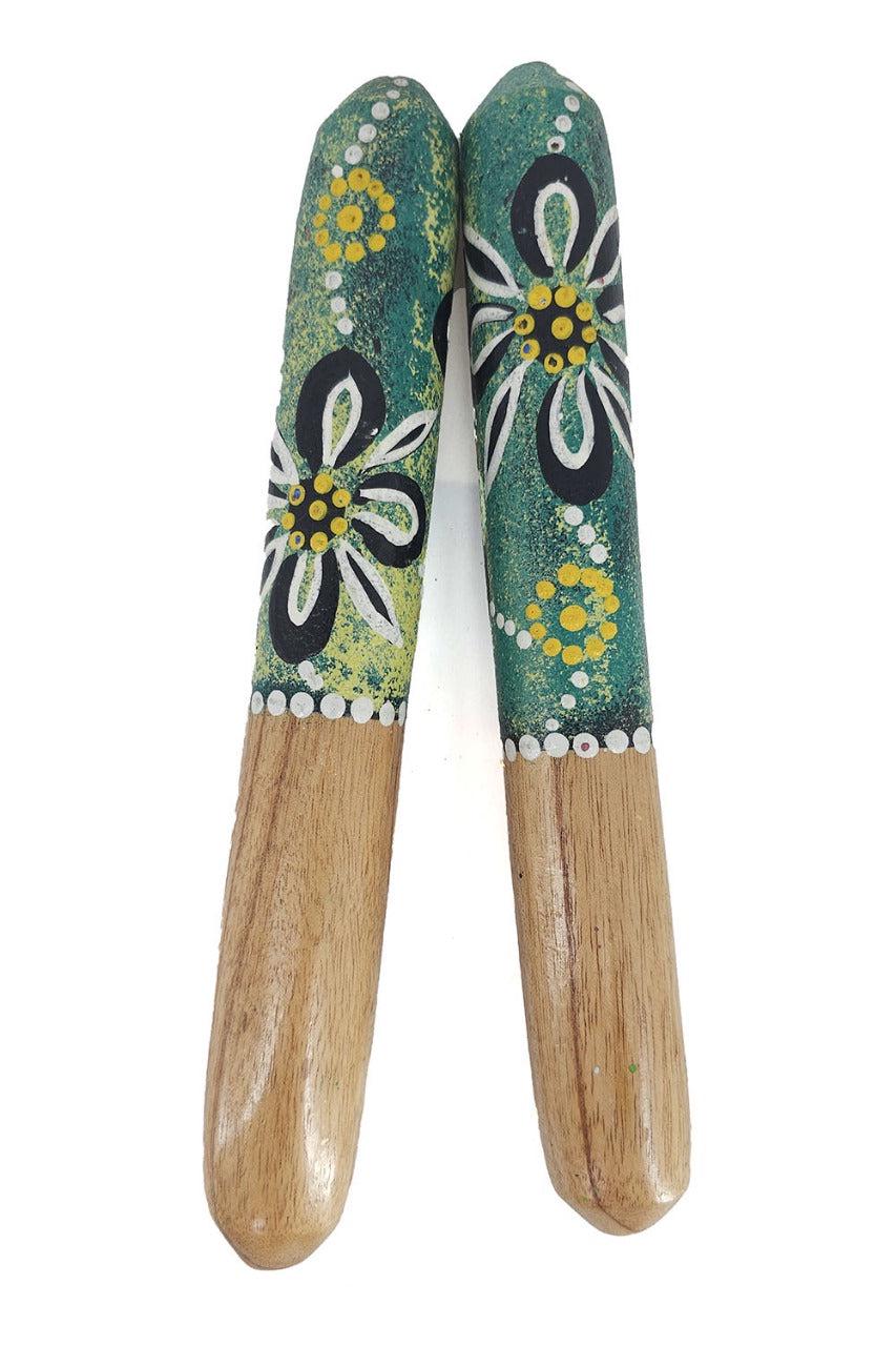 Clapsticks Groen – Traditionele Houten Claves met Fris Design (25 cm)