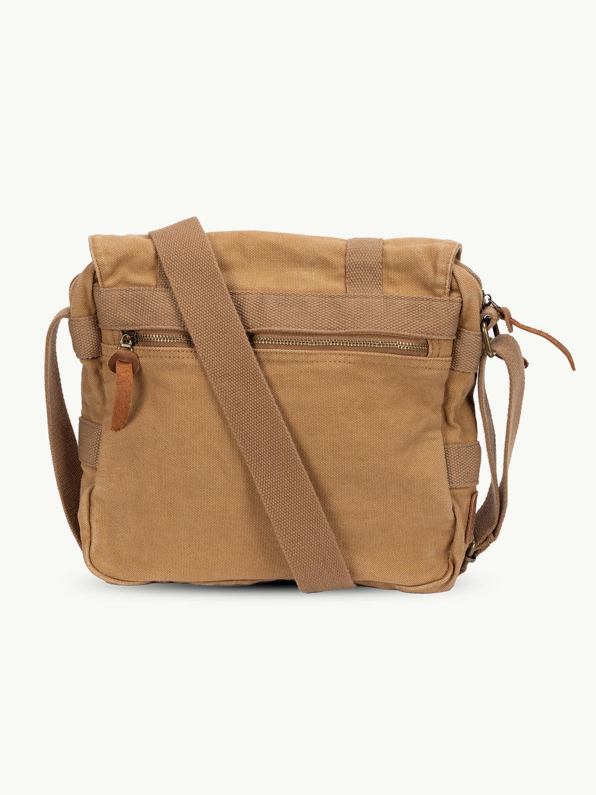 scippis metro bag – stevige canvas schoudertas met leren accenten