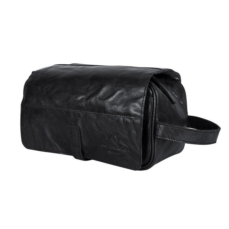 Scippis Roll-Up toilettas van leer met gesp en klassieke uitstraling