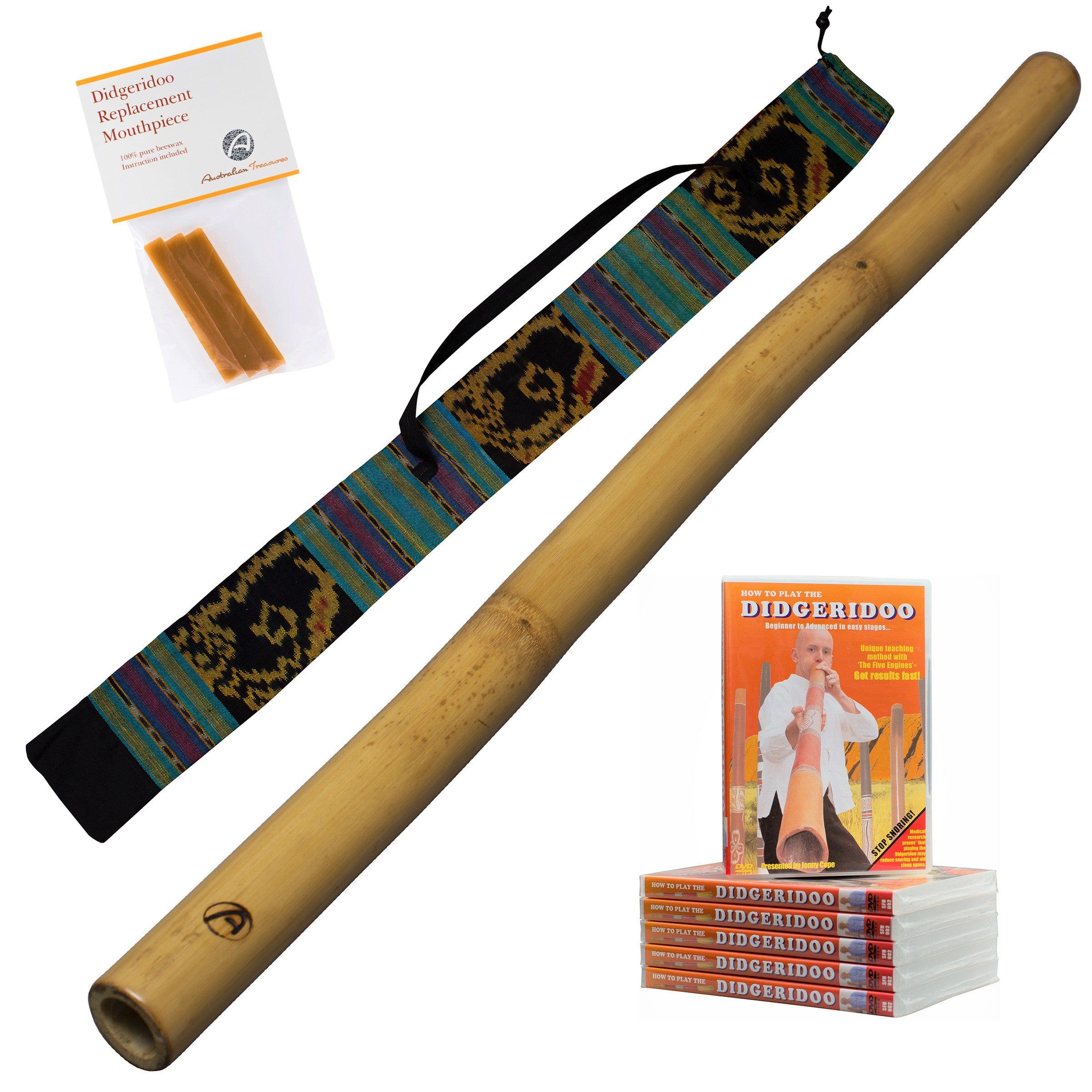 luxe bamboe didgeridoo - 120cm inclusief tas, instructie dvd en bijenwas
