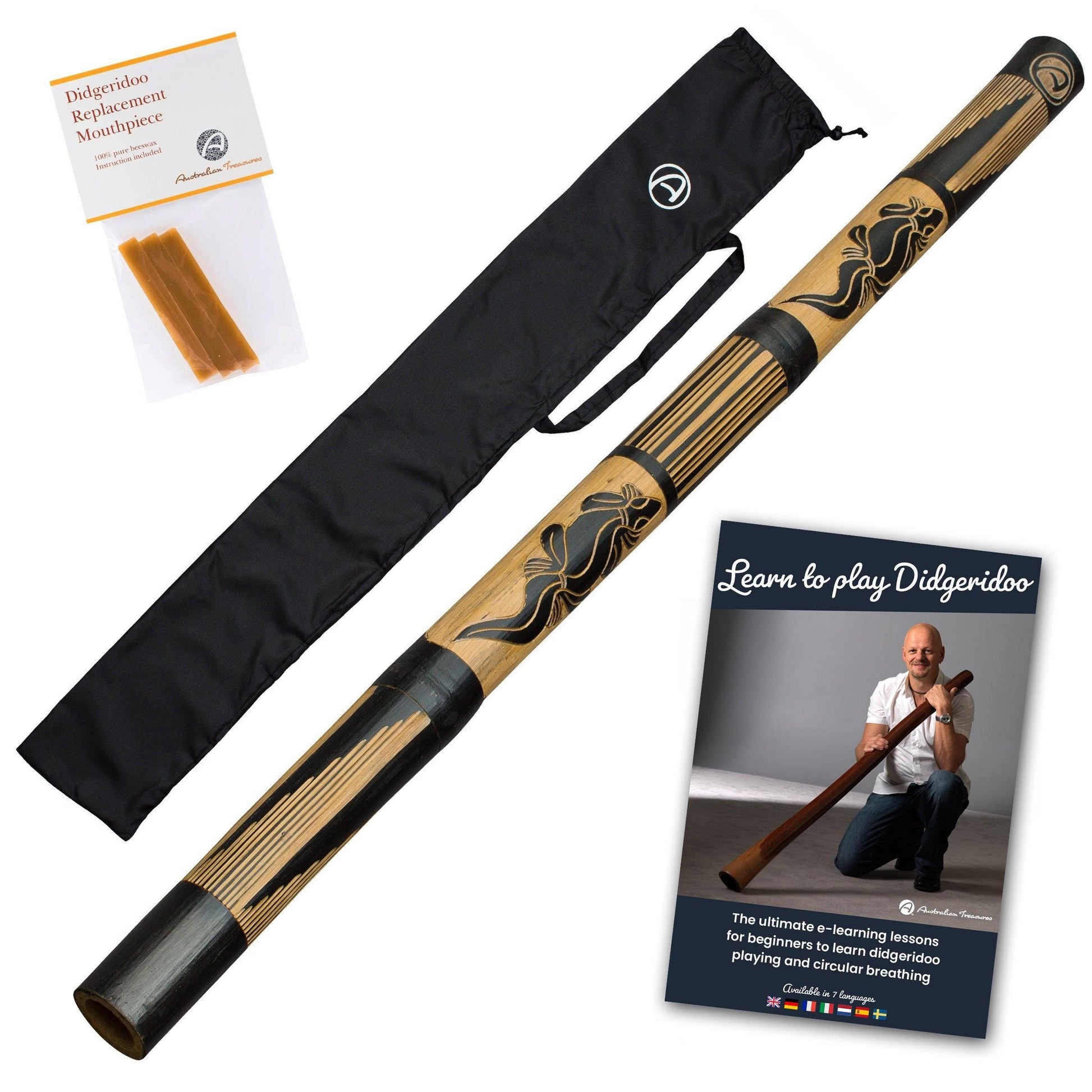 bamboe didgeridoo carved inclusief online lessen en bijenwas
