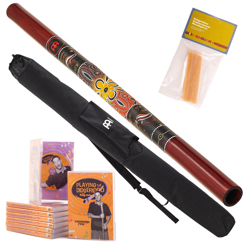 meinl starterspakket a – didgeridoo rood inclusief instructie-dvd, bijenwas en luxe tas