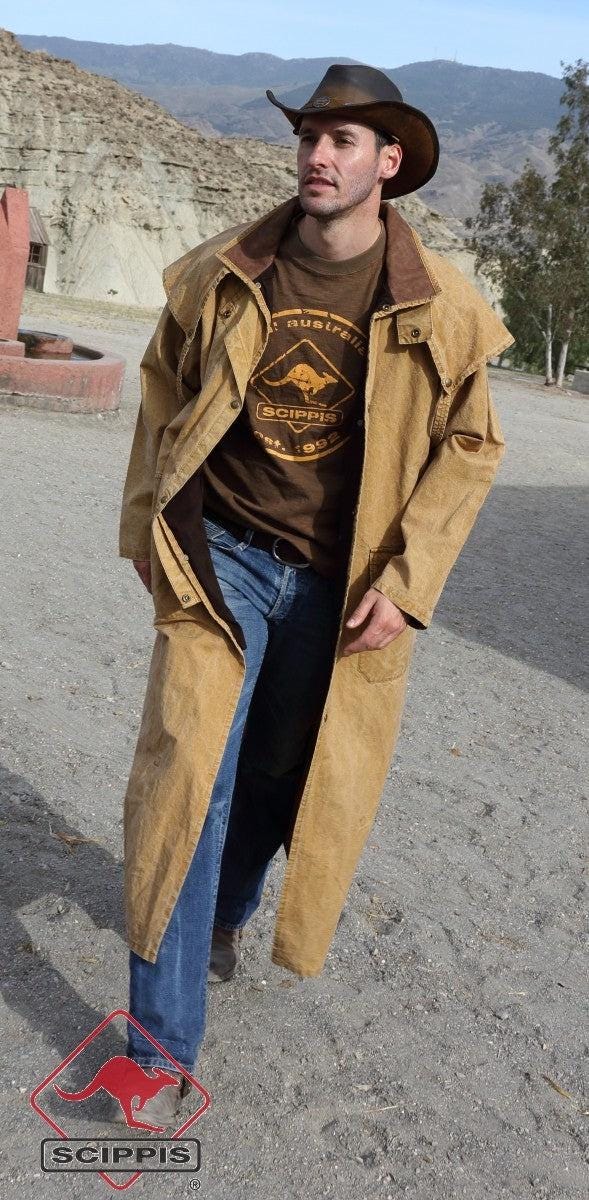 canvas riding coat – lange canvas jas in cowboy-stijl, ideaal voor paardrijden